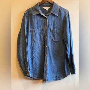 Vintage Casual Corner Annex Blue Denim Button-Up 100%Cotton Front Pockets Size X